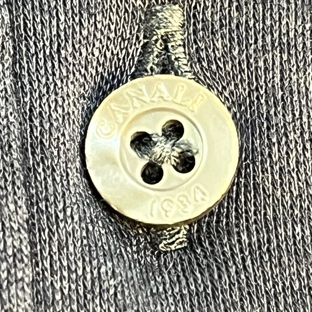 Men's CANALI COTTON JERSEY BUTTON DOWN SHIRT SZ MEDIUM BLUE - Picture 4 of 7